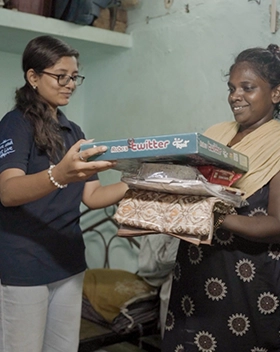 Homeless people celebrating Diwali